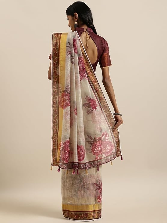 HEMOVIA Pure Fancy Floral Digital Print Saree Banarasi Digital Saree Rich Pallu Design Woven Trendy Special Occassion Wear With Unstitched Blouse Digital latest sadi 2025 Sari Sale (KHUSHI3053) - Image 2