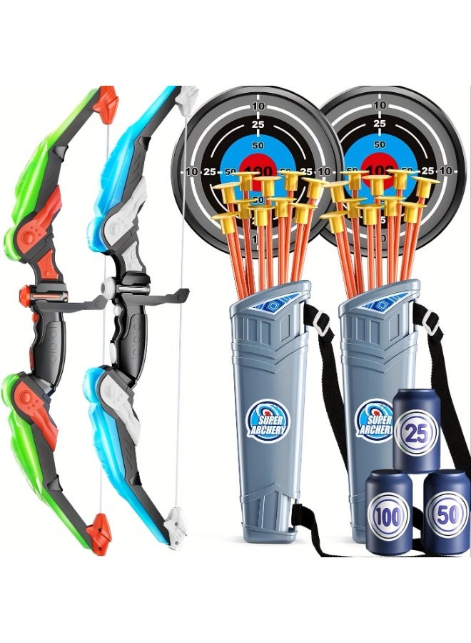 Bukela 2 Pack Archery Set - Includes 2 Bows, 20 Suction Cup Arrows & 2 Quivers & Standing Target, Outdoor Light Up Toys for Indoor Outdoor Sport Gifts for Boys Girls Ages 4-12 - Image 1