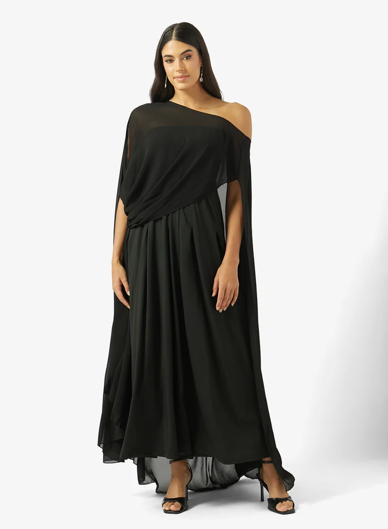 خزانة Bandeau Dress Wih Sheer Cape