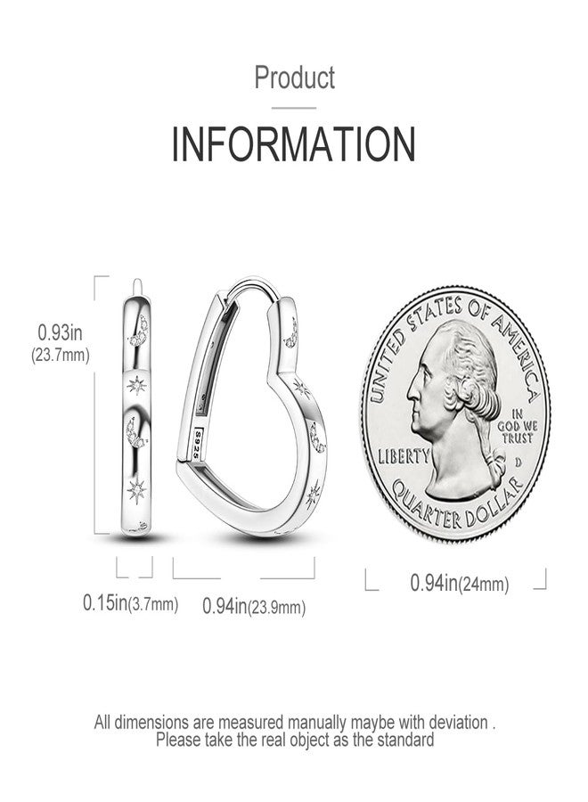 NARMO Earrings for Women 925 Sterling Silver Heart Hoops Small Colorful Rainbow Hoop Earrings Huggie Earrings, 0.94 inches, Sterling Silver, Cubic Zirconia - Image 3