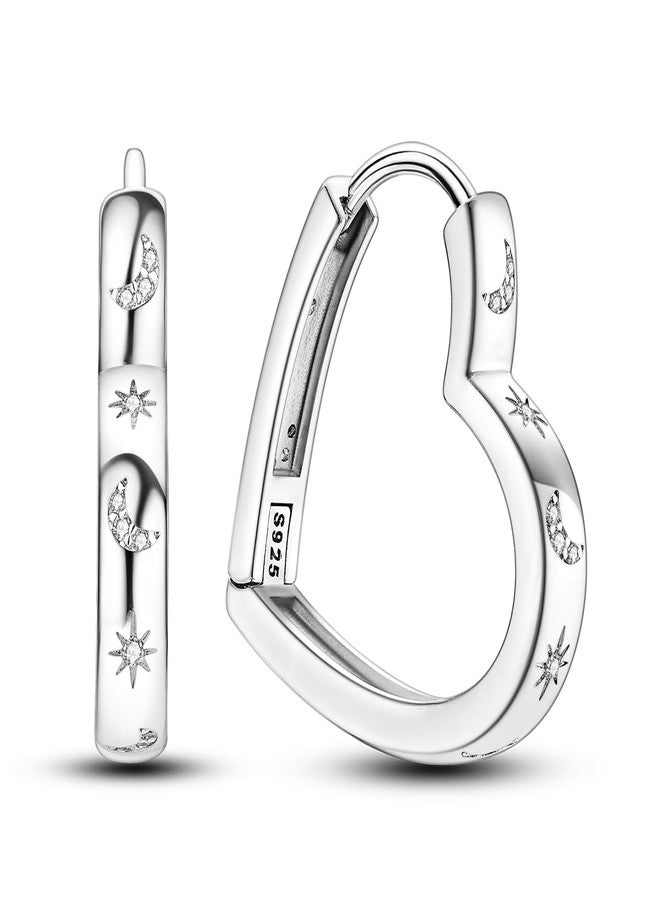 NARMO Earrings for Women 925 Sterling Silver Heart Hoops Small Colorful Rainbow Hoop Earrings Huggie Earrings, 0.94 inches, Sterling Silver, Cubic Zirconia - Image 1