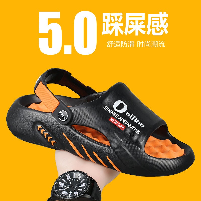 Coconut Sandals and Slippers Men's Summer Non-Slip Wear-Resistant Exterior Stomping Feeling Cyber Celebrous Sandals Driving Dual-Use plus size Hole Shoes - Image 5