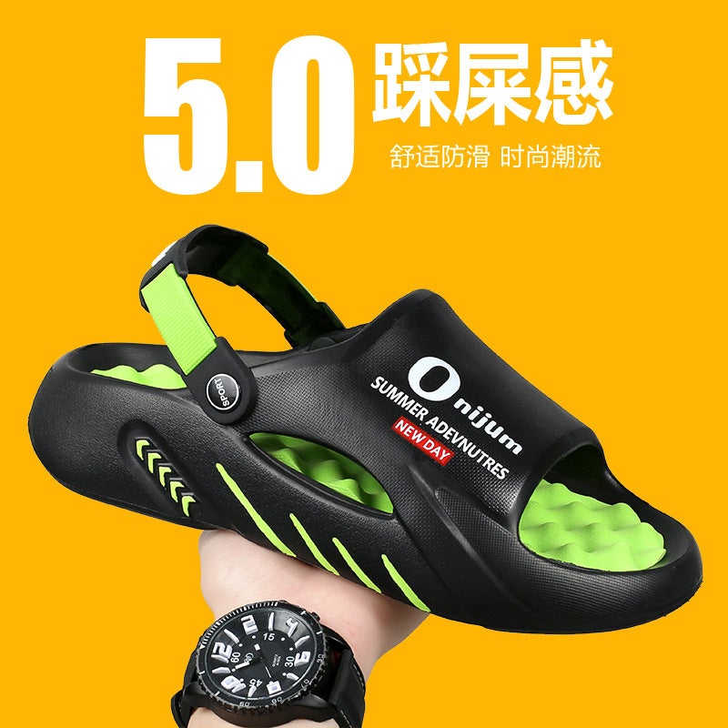 Coconut Sandals and Slippers Men's Summer Non-Slip Wear-Resistant Exterior Stomping Feeling Cyber Celebrous Sandals Driving Dual-Use plus size Hole Shoes - Image 4