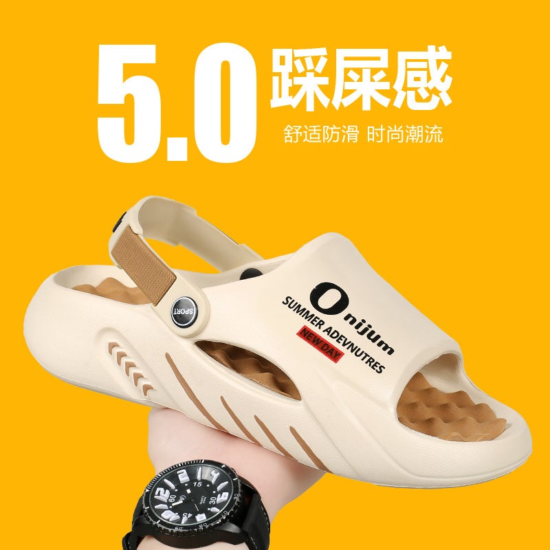 Coconut Sandals and Slippers Men's Summer Non-Slip Wear-Resistant Exterior Stomping Feeling Cyber Celebrous Sandals Driving Dual-Use plus size Hole Shoes - Image 2