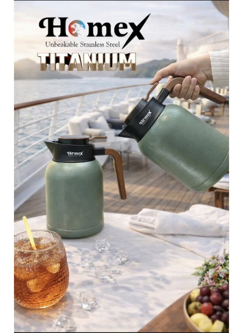 Homex vacuum flask 1.5L/Premium 304 Stainless steel inner/ Double wall Insulated thermos/Long heat retention/Hot&Cold/HB