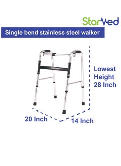 STARMED StarMed Stainless steel Single Bend Walker, Adjustable Height, Lightweight Walking Support, button bend…  - Image 5