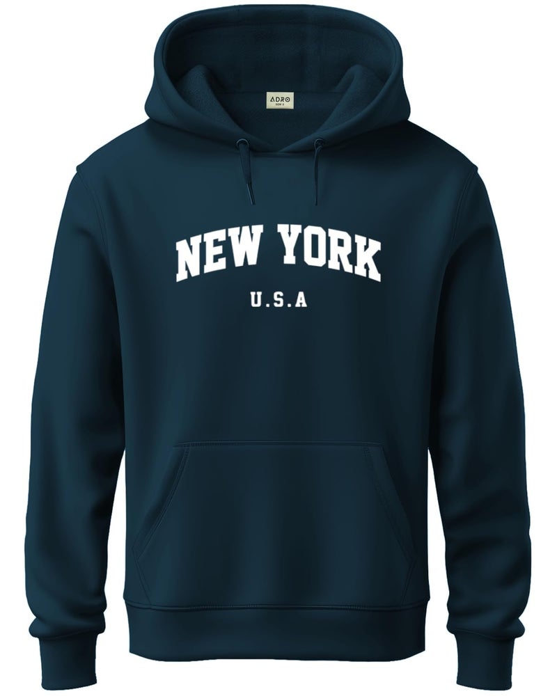 ADRO Men's Cotton Blend Neck Hooded Sweatshirt (H24-NEW-SB_Teal - Image 1