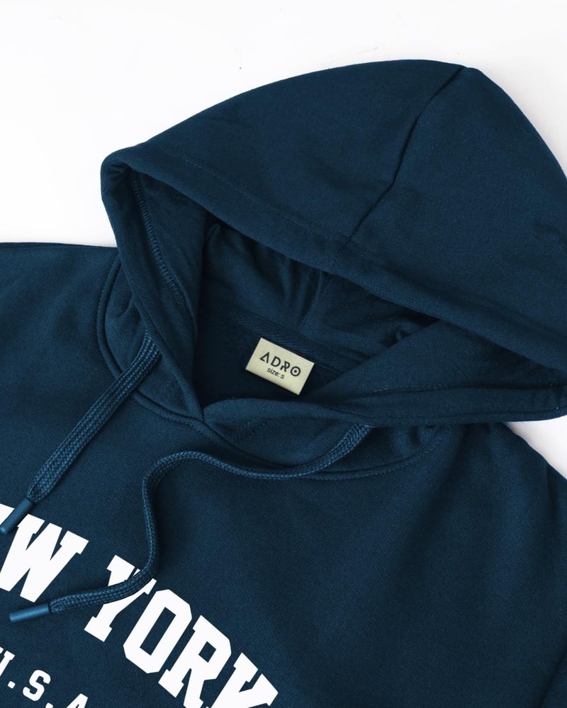 ADRO Men's Cotton Blend Neck Hooded Sweatshirt (H24-NEW-SB_Teal - Image 5