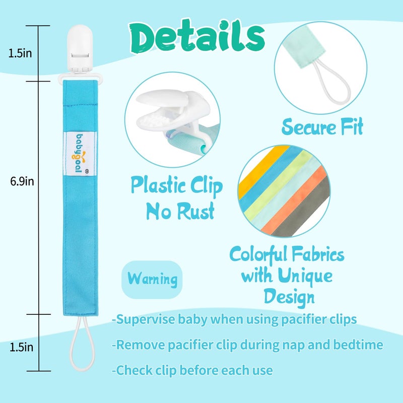 babygoal Neutral Pacifier Clips, 6 Pack Paci Holder Clip Leashes Fits for Most Pacifiers and Binkies 6PS10 - Image 3