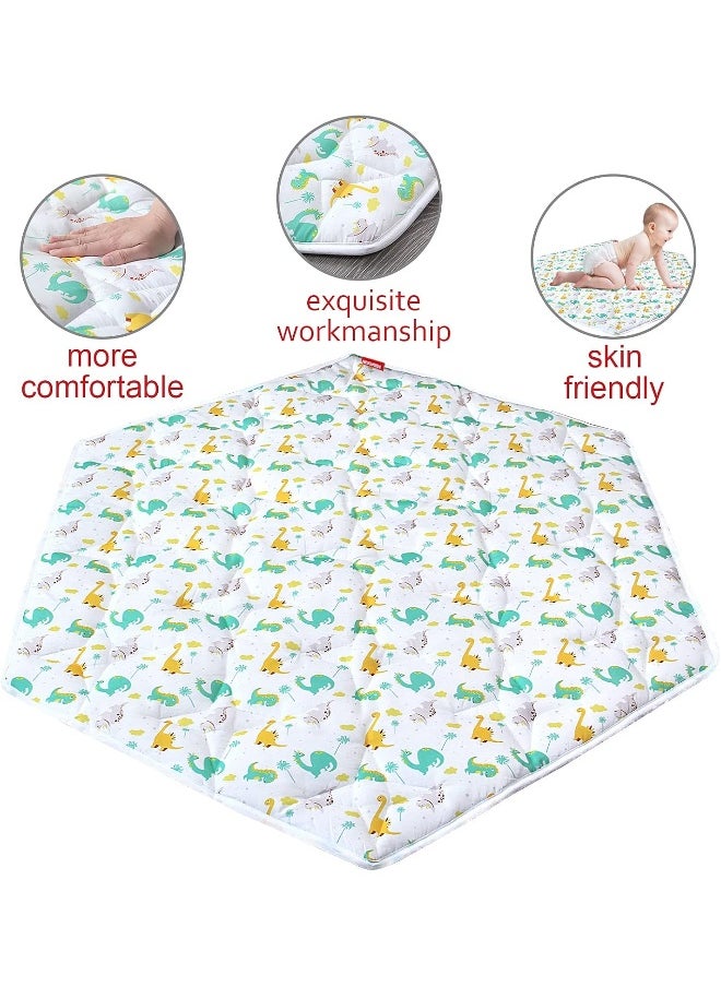 Moonsea Moonsea Hexagon Playpen Mat - Dinosaur Print Baby Playmat for Kids Tent, Suitable for Regalo My Play Portable Play Yard Six Panel Playpen  - Image 3