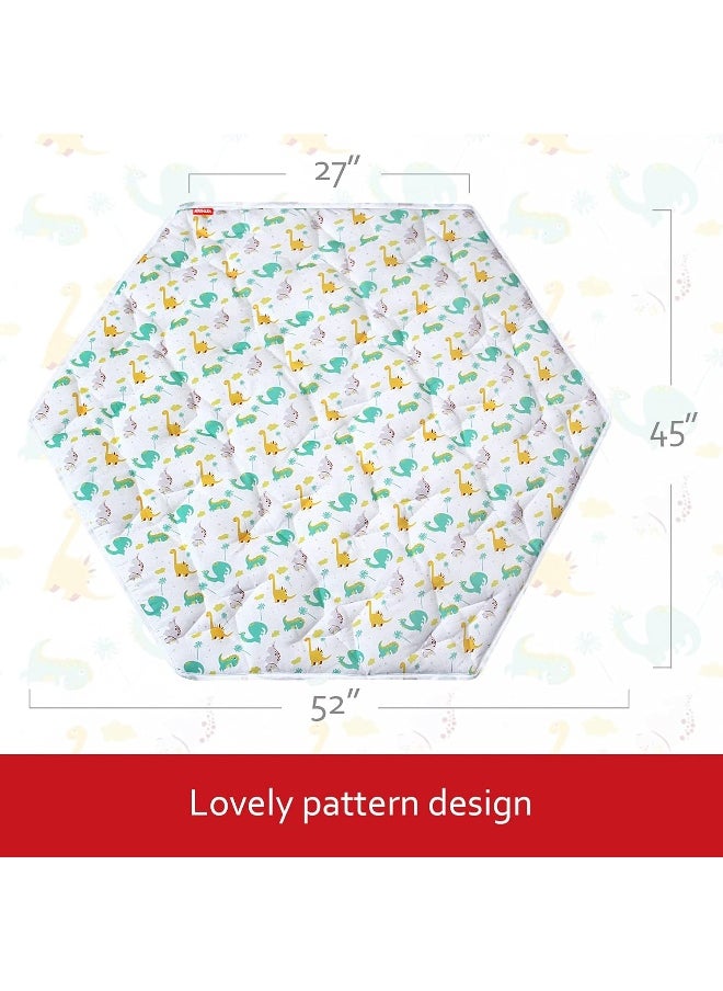 Moonsea Moonsea Hexagon Playpen Mat - Dinosaur Print Baby Playmat for Kids Tent, Suitable for Regalo My Play Portable Play Yard Six Panel Playpen  - Image 2