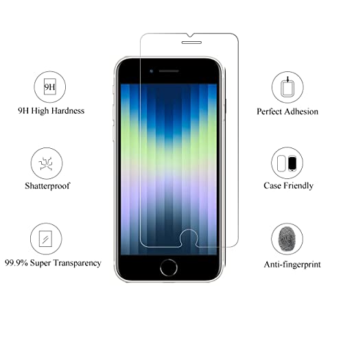 Ailun Screen Protector for iPhone SE 2020 2nd/2022 3rd Generation, 4.7-Inch Tempered Glass 0.25mm Case Friendly 3 Pack Clear - Image 2