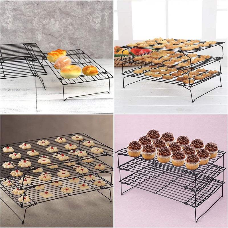 Lainrrew Cooling Rack, 3 Tier Stackable Stainless Steel Wire Baking Rack for Cooking Roasting Cooling, Collapsible & Foldable, Dishwasher & Oven Safe - Image 5
