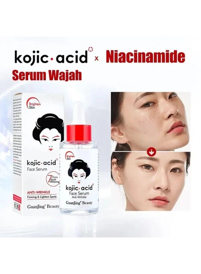 GUANJING سيروم وجه حمض الكوجيك 40 مل مضاد للتجاعيد وشد البشرة وتفتيح البقع سيروم للوجه لتقليل الخطوط الدقيقة والبقع الداكنة لتفتيح الوجه للنساء والرجال - Image 5