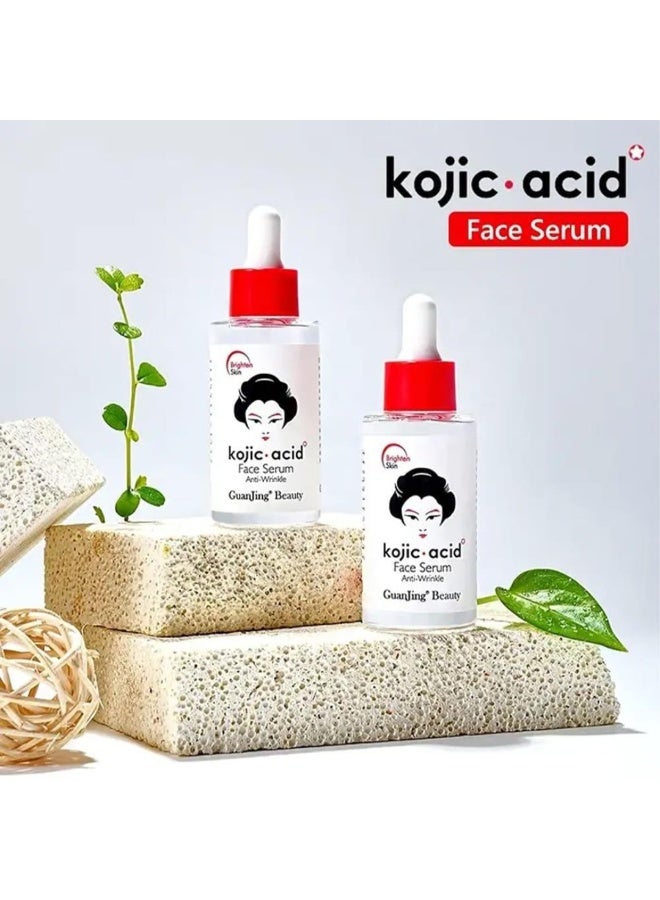 GUANJING سيروم وجه حمض الكوجيك 40 مل مضاد للتجاعيد وشد البشرة وتفتيح البقع سيروم للوجه لتقليل الخطوط الدقيقة والبقع الداكنة لتفتيح الوجه للنساء والرجال - Image 2