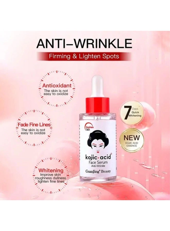 GUANJING سيروم وجه حمض الكوجيك 40 مل مضاد للتجاعيد وشد البشرة وتفتيح البقع سيروم للوجه لتقليل الخطوط الدقيقة والبقع الداكنة لتفتيح الوجه للنساء والرجال - Image 3