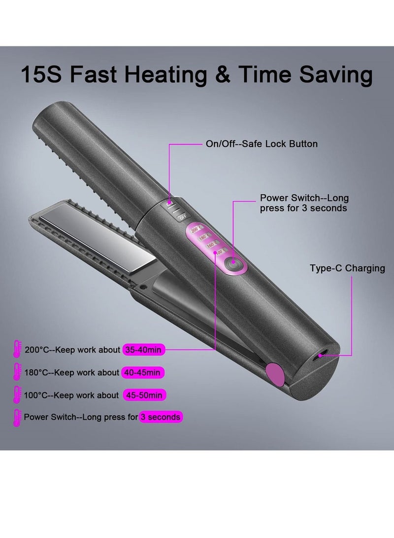 Excefore Hair Straightener Curler Portable Travel Hair Iron Ceramic 8 Inch, Anti-Scald 3-Level Adjustable Temperature Hair Straightening Iron with 110-220V, Heats Up Fast - Image 2