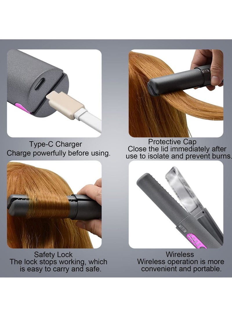 Excefore Hair Straightener Curler Portable Travel Hair Iron Ceramic 8 Inch, Anti-Scald 3-Level Adjustable Temperature Hair Straightening Iron with 110-220V, Heats Up Fast - Image 4