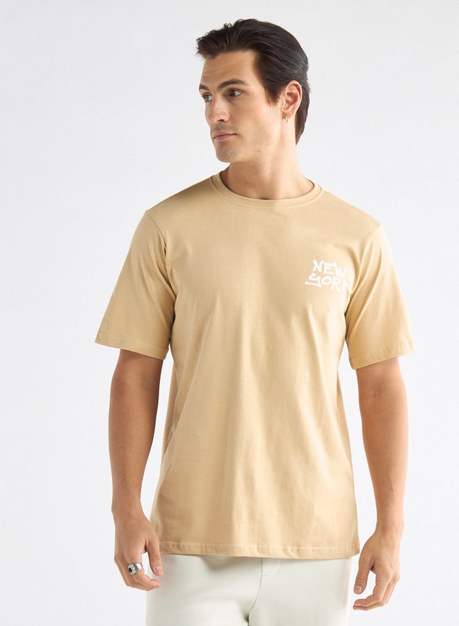 Splash FAV Typographic Print T-shirt with Crew Neck and Short Sleeves - Image 3