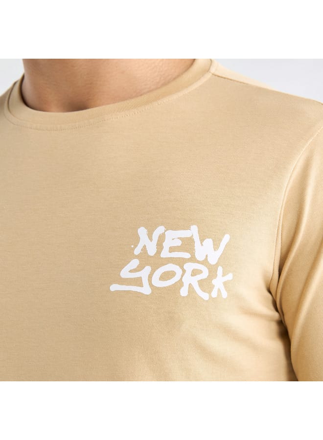 Splash FAV Typographic Print T-shirt with Crew Neck and Short Sleeves - Image 4