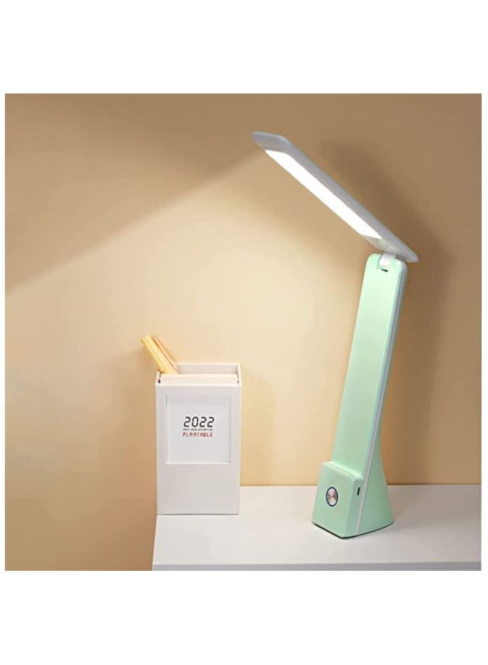 SYOSI LED Desk Lamp, Cordless Lamp with 3 Lighting Modes, Rechargeable Reading Lamp with Adjustable Arm USB, Foldable Eye Caring Table Light for Home Office Study Dormitory Bedroom Study Light (Green) - Image 2