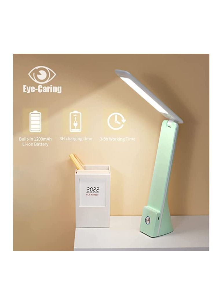 SYOSI LED Desk Lamp, Cordless Lamp with 3 Lighting Modes, Rechargeable Reading Lamp with Adjustable Arm USB, Foldable Eye Caring Table Light for Home Office Study Dormitory Bedroom Study Light (Green) - Image 5