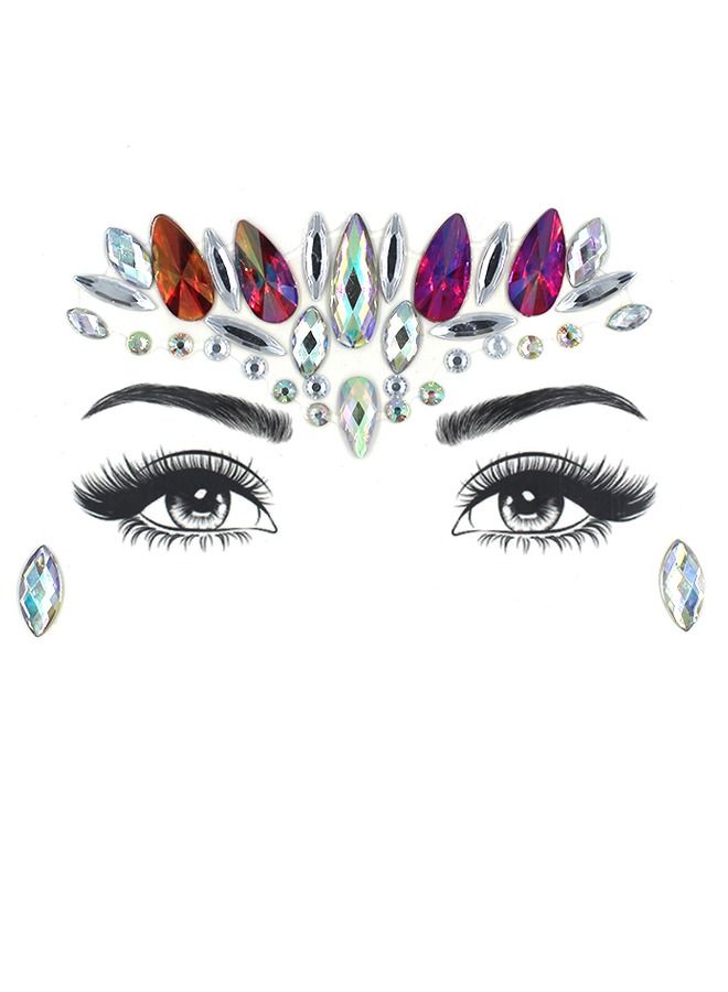Luminous Mermaid Princess Face Gems Crystal Sticker - Image 1