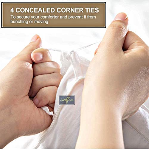 RUSTIC LINEN Super Soft Brushed Microfiber Cotton Satin Striped Double Duvet/Quilt/Razai/Comforter Cover,90X100(Inches) Zip Cover,228X254(CM) Comforter Cover with Zipper with Four Corner Ties - Image 4