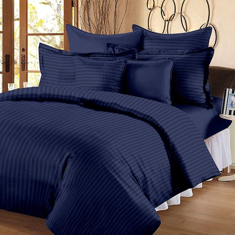 RUSTIC LINEN Super Soft Brushed Microfiber Cotton Satin Striped Double Duvet/Quilt/Razai/Comforter Cover,90X100(Inches) Zip Cover,228X254(CM) Comforter Cover with Zipper with Four Corner Ties - Image 2