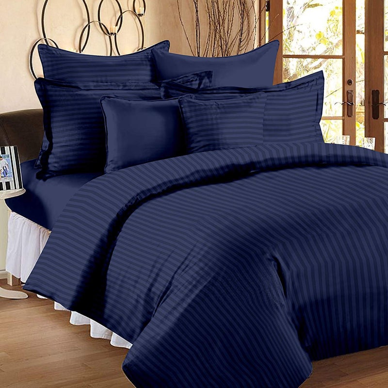 RUSTIC LINEN Super Soft Brushed Microfiber Cotton Satin Striped Double Duvet/Quilt/Razai/Comforter Cover,90X100(Inches) Zip Cover,228X254(CM) Comforter Cover with Zipper with Four Corner Ties - Image 1