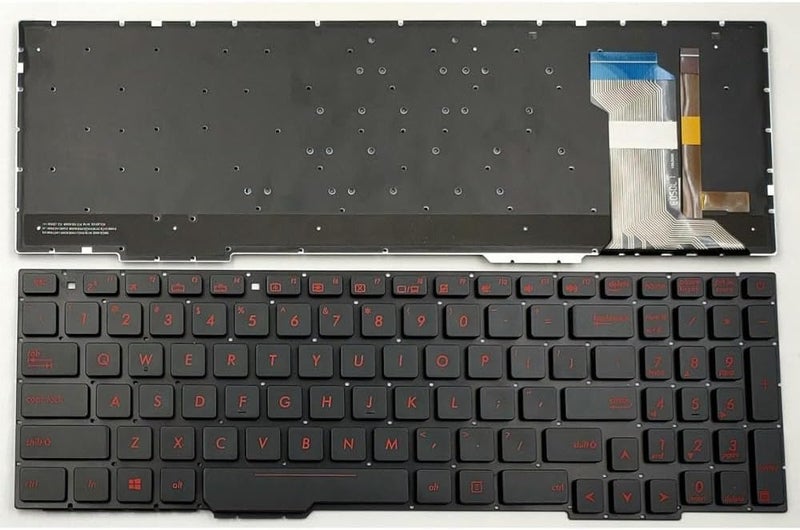 أجزاء لابتوب جديدة: لوحة مفاتيح لابتوب لطرازات Asus ROG FX553VD، FX553VE، FX753VD، FX753VE، FZ53VD، ZX53VD، ZX53VE، ZX53VW، ZX73VD، مزودة بإضاءة خلفية من نوع US (Backlit). - Image 1