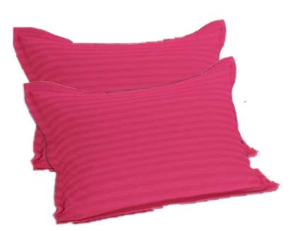 Blizz Mont Glace Microfiber 300 TC Satin Stripes Double King Size White Stripes Bedsheet with Two Pillow Covers for Home-Hotels-Guest House-Light- 90 * 108 INCH-Shade Pink - Image 2