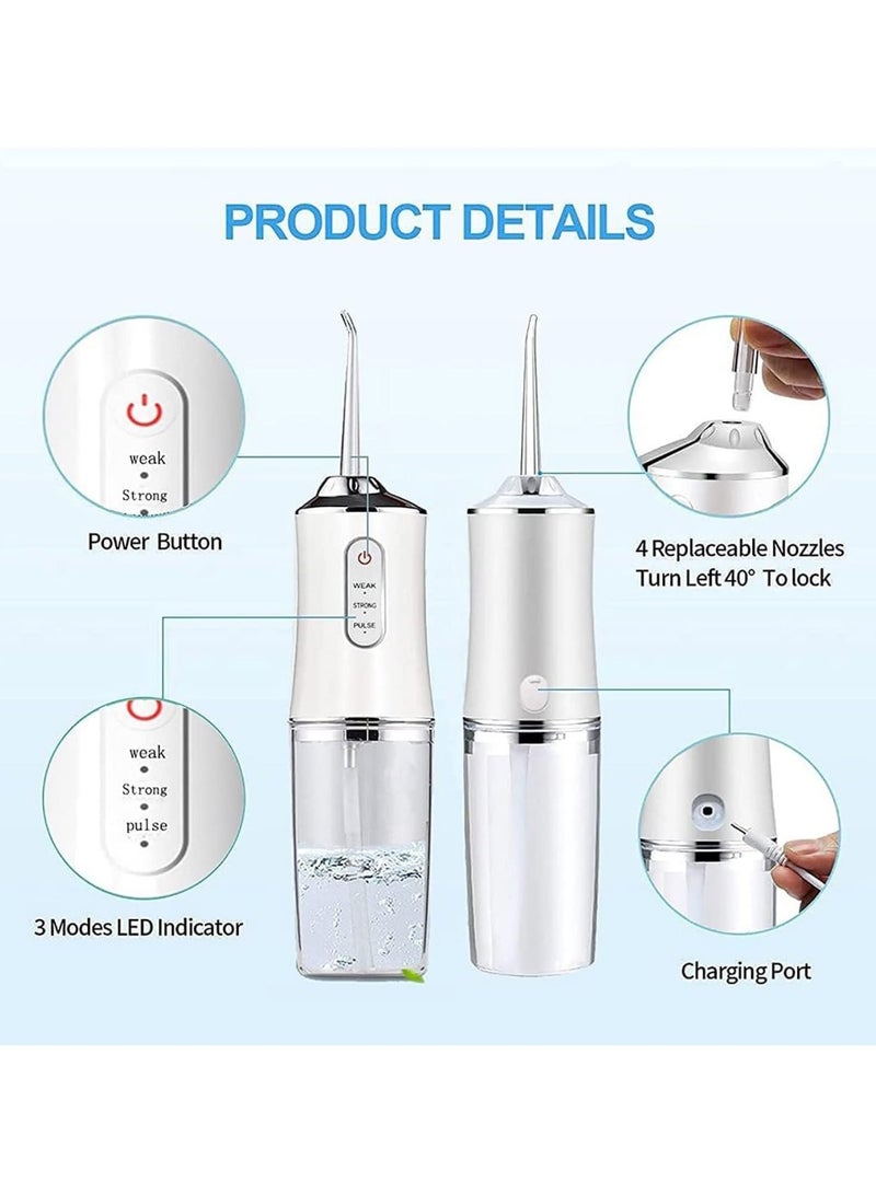 Advanced USB Rechargeable Water Flosser 3 Modes Waterproof 6 Dental Jet Nozzles Professional Cordless Teeth Cleaner Orthodontic Cleaner 230ml Cleanable Water Tank for Home and Travel - Image 1