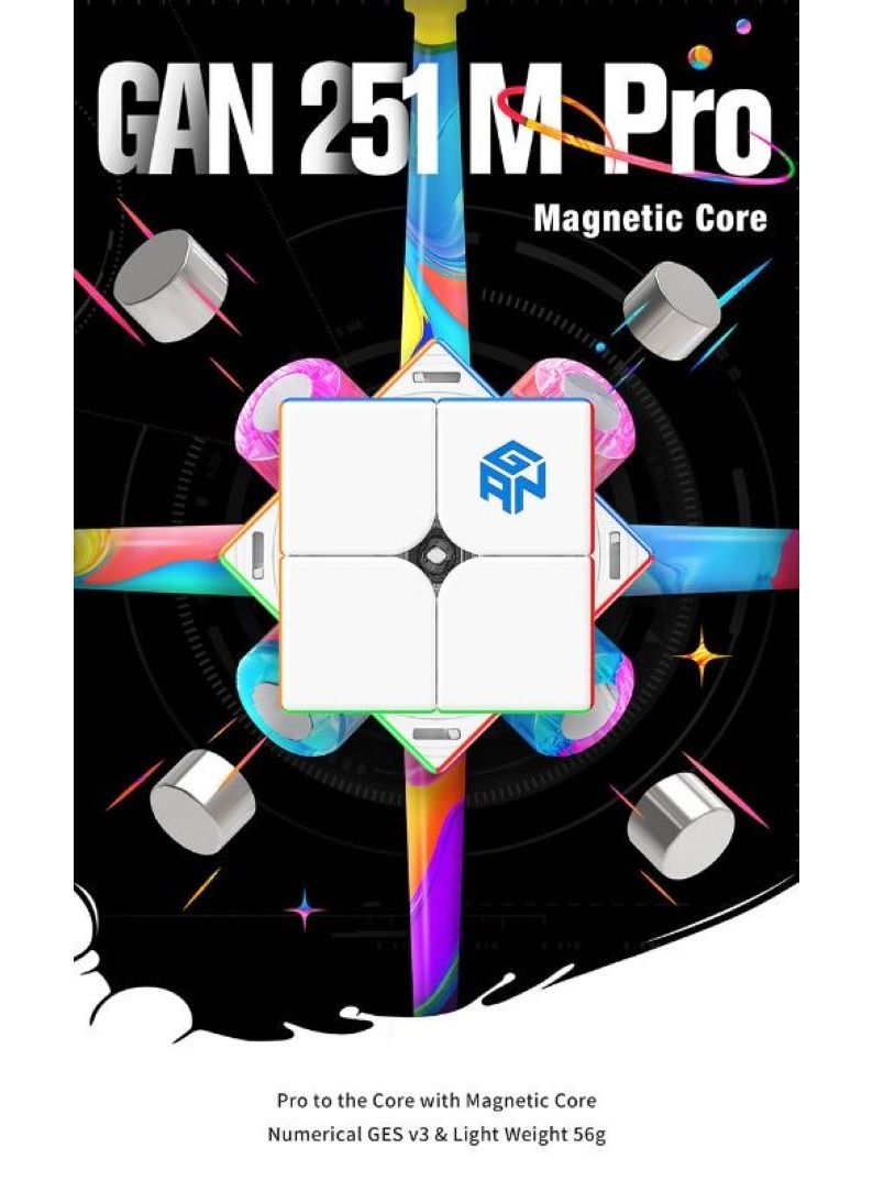 GANCUBE GAN251 M Leap 2x2 Magnetic Speedcube Stickerless Frosted Surface Primary Internal - Image 2