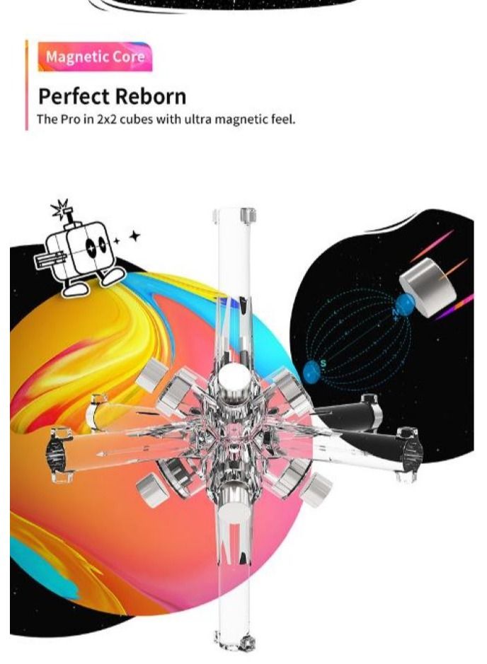 GANCUBE GAN251 M Leap 2x2 Magnetic Speedcube Stickerless Frosted Surface Primary Internal - Image 4