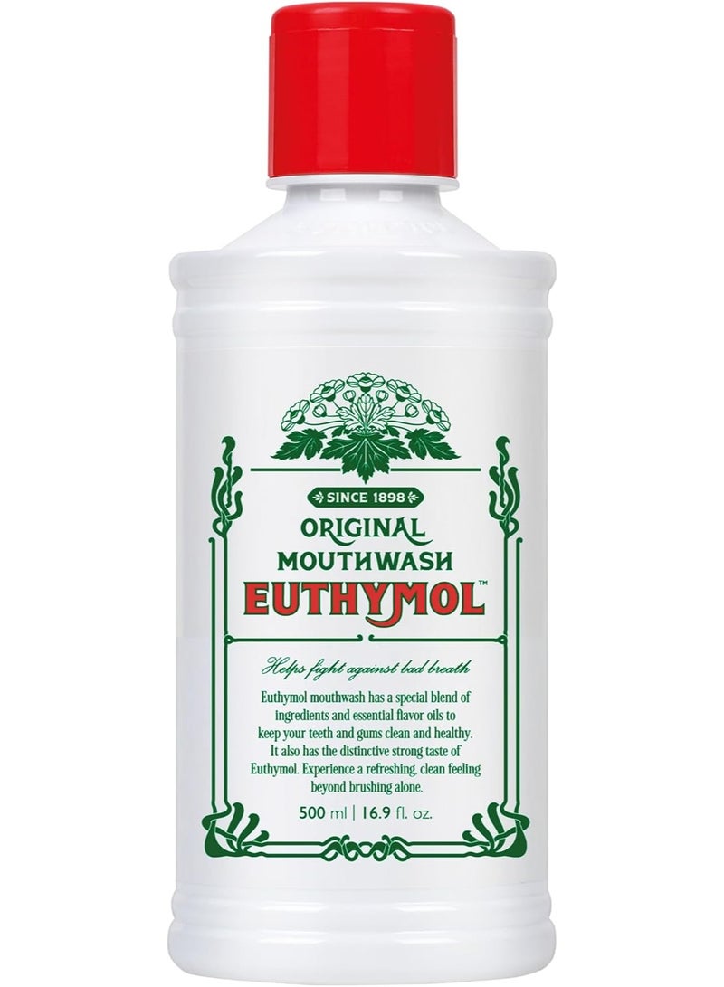 Euthymol Mouthwash Original 500ml, Flouride Free Alcohol-Free - Image 1