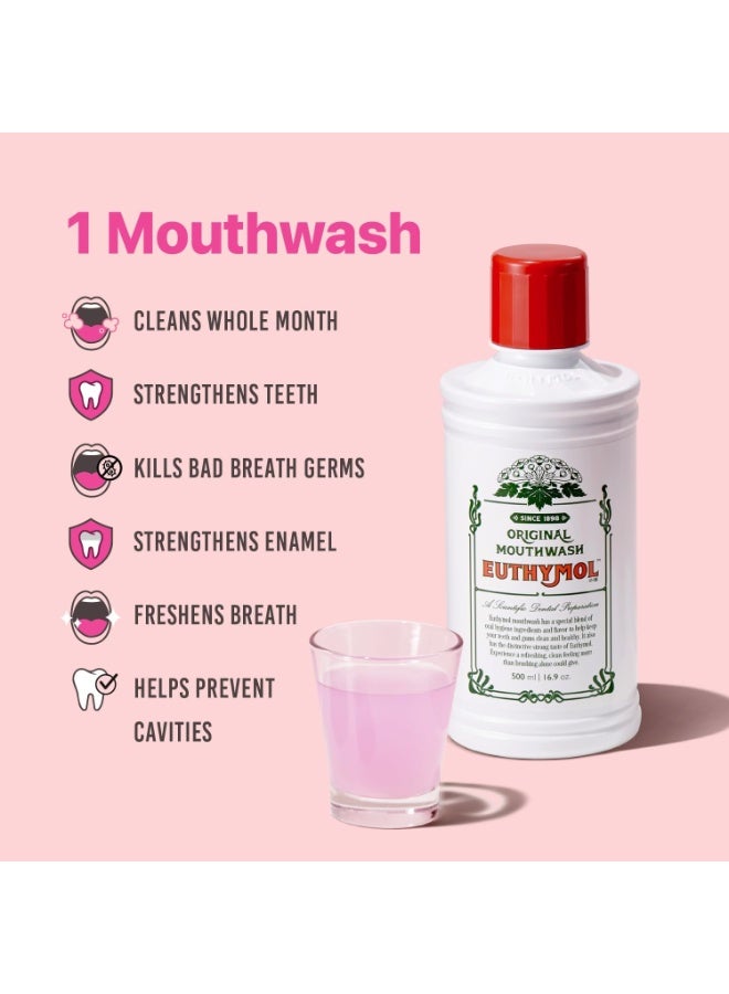 Euthymol Mouthwash Original 500ml, Flouride Free Alcohol-Free - Image 2
