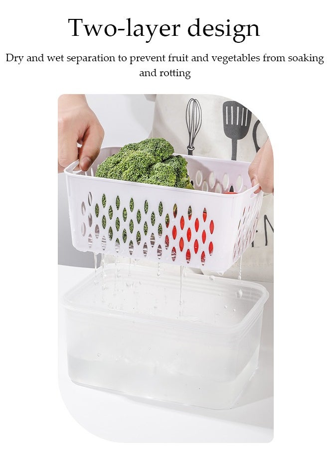 DUNISO 3-Pack Fruit Storage Containers For Fridge， Draining Storage Boxes With Removable Colander, Refrigerator Airtight Vegetables Berries Fresh Salad Containers, Leakproof Durable Airtight Storage Boxes, All-In-One Food Storage Containers For Washing, Draining And Preserving  - Image 5