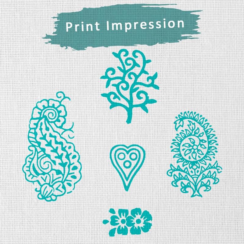 TWOGRAMS | Set of 5 | Wooden Indian Traditional Design Printing Stamps/Blocks for Printing Saree Border/Dresses/Craft Card Making/Scrapbook/Clay Pottery - Image 3