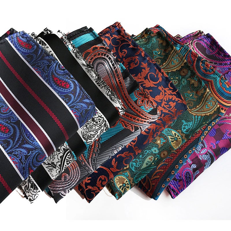 Men'S Pocket Towel New Small Square Cashew Flower Striped Breast Towel Small Square Towel Handkerchief Towel - Image 3