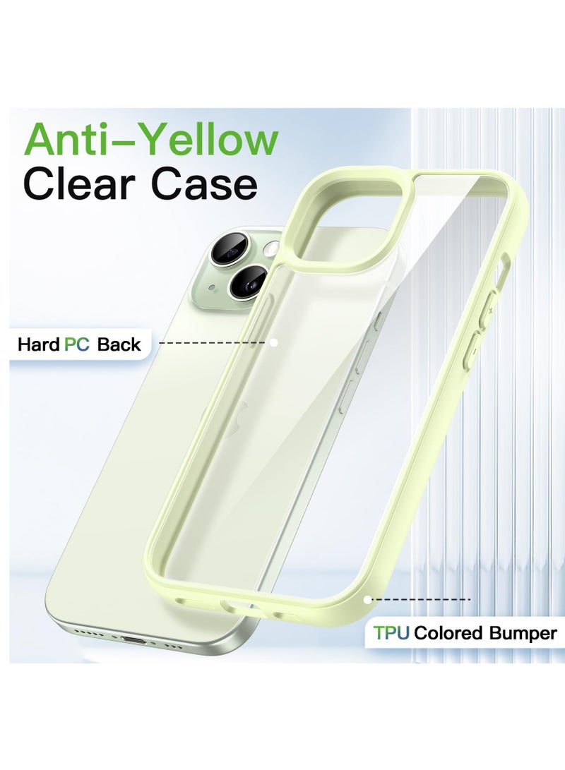 جي تيك حافظة لهاتف آيفون 15 بلس 6.7 بوصة غطاء ممتص للصدمات مقاوم للصدمات لون سادة إطار من البولي يوريثان الحراري غير اللامع مضاد للخدش ظهر شفاف أخضر - Image 3