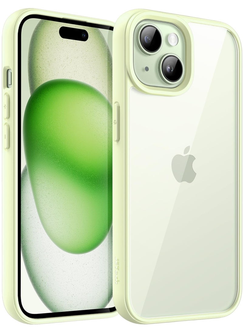 جي تيك حافظة لهاتف آيفون 15 بلس 6.7 بوصة غطاء ممتص للصدمات مقاوم للصدمات لون سادة إطار من البولي يوريثان الحراري غير اللامع مضاد للخدش ظهر شفاف أخضر - Image 1