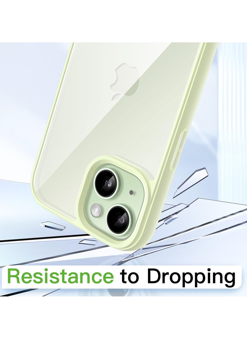 جي تيك حافظة لهاتف آيفون 15 بلس 6.7 بوصة غطاء ممتص للصدمات مقاوم للصدمات لون سادة إطار من البولي يوريثان الحراري غير اللامع مضاد للخدش ظهر شفاف أخضر - Image 4