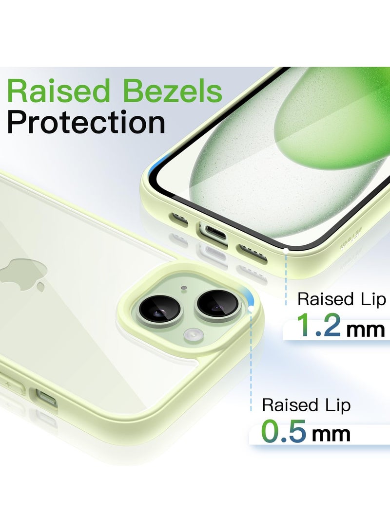 جي تيك حافظة لهاتف آيفون 15 بلس 6.7 بوصة غطاء ممتص للصدمات مقاوم للصدمات لون سادة إطار من البولي يوريثان الحراري غير اللامع مضاد للخدش ظهر شفاف أخضر - Image 5