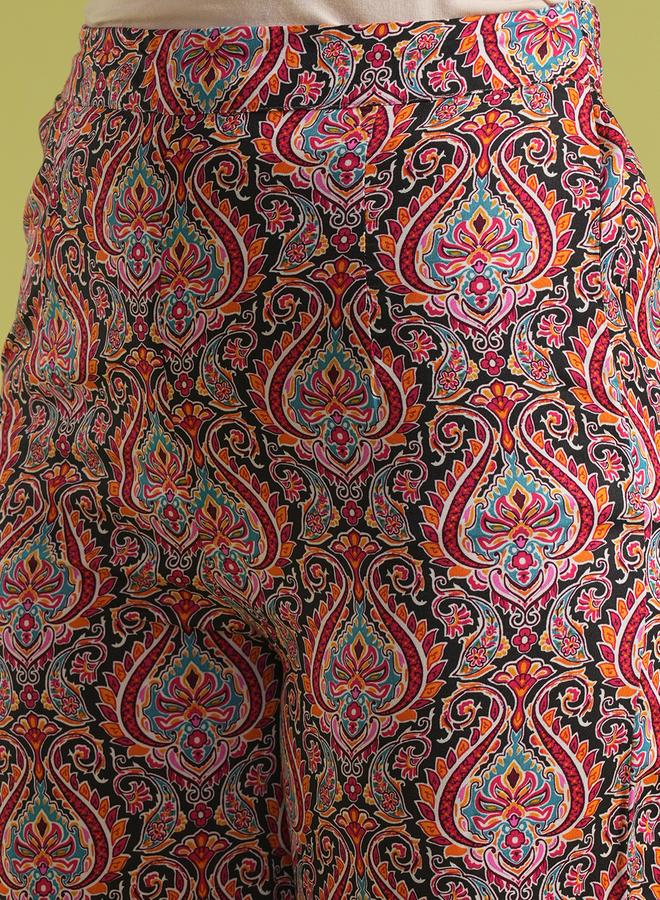 Globus Ethnic Print Back Tie-Up Crop Top and Trousers Co-Ords - Image 5