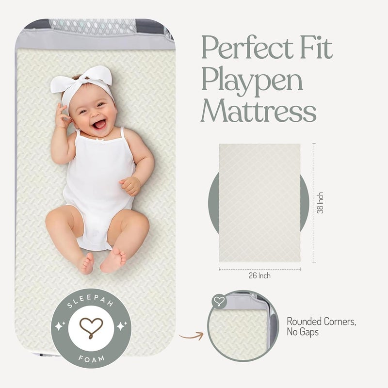 Sleepah Pack and Play Mattress Foam Pad 38 x 26 x 1.5 for Playpen, Portable Playyard Mattress - Soft Waterproof Washable & Removable Cover Breathable Topper - Image 5