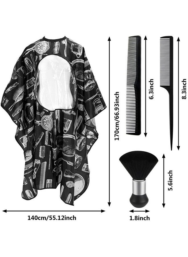FEBSNOW Professional Barber Cape with Neck Duster Brush Large Hair Cutting Cape with See-Through Window Waterproof Salon Cape - Image 2