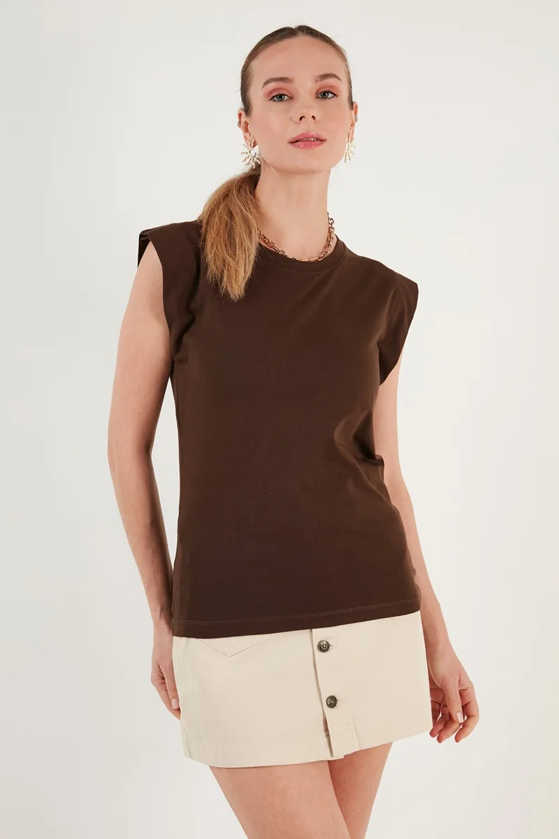 ليلا 100% Cotton Crew Neck Sleeveless T Shirt Women's T Shirt 5864019