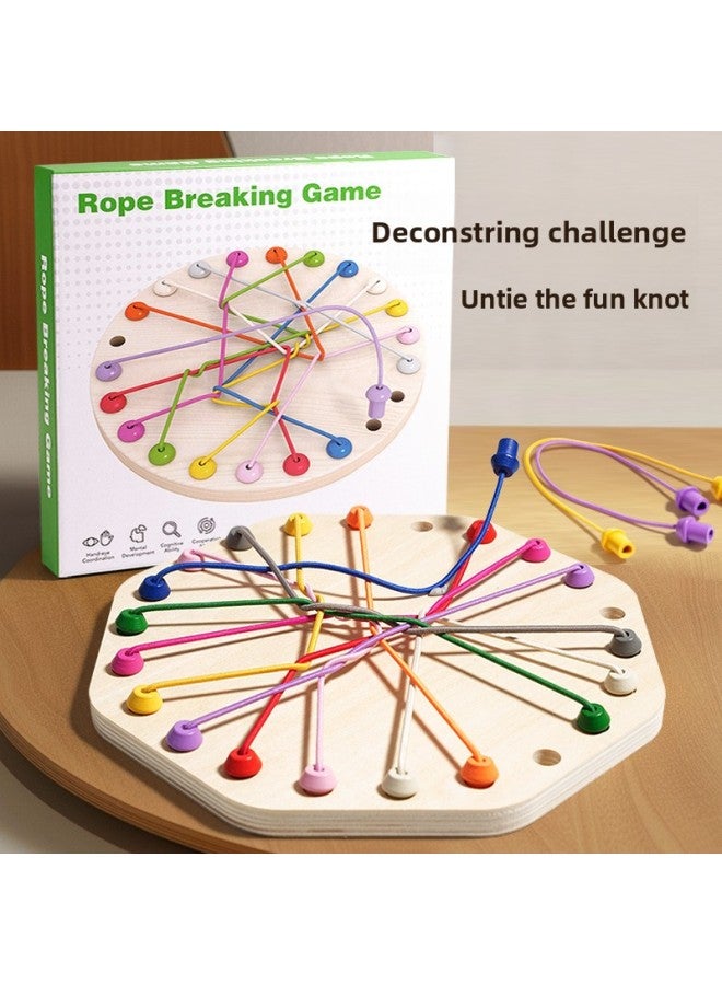Explosions Wooden Rope Challenge Game Children's Puzzle Parent-child Interaction Concentration Logical Thinking Board Game-Color:Round Decrease Game 0.35kg Gb  - Image 2