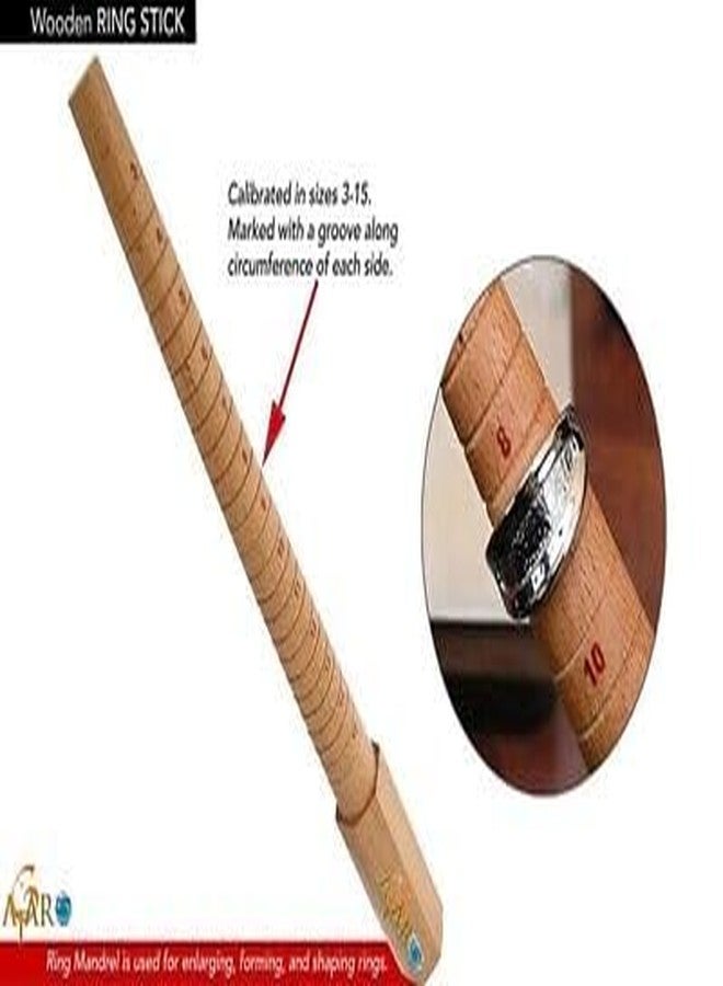 ATAR Jewellery Ring Tool - Wooden Stick Mandrel Graduated Sizer Stick ATRS1 for Unisex Adult - Image 2